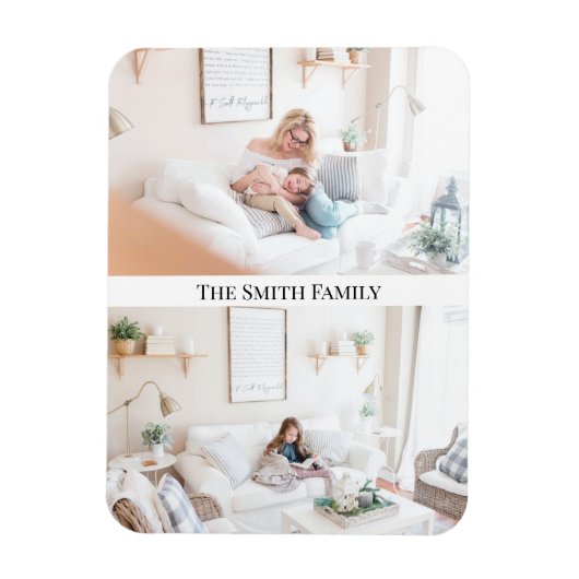 Moderne 2-Familien-Fotosammlung| Eigene Gestaltung Magnet (Vertikal)
