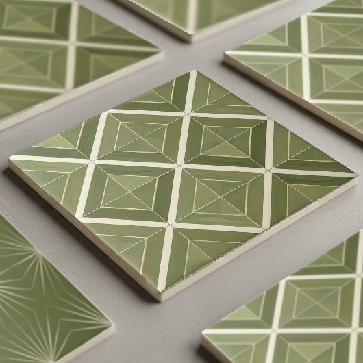 Moderne 2-Farben-Geometrie-Muster #26 Olivgrün ID1 Fliese