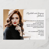 Moderne 2-Foto-Abschluss-Echtfolienankündigung Folieneinladung (Rückseite)