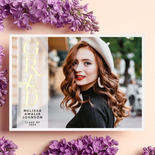 Moderne 2-Foto-Abschluss-Echtfolienankündigung Folieneinladung