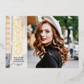 Moderne 2-Foto-Abschluss-Echtfolienankündigung Folieneinladung (Vorderseite)