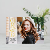 Moderne 2-Foto-Abschluss-Echtfolienankündigung Folieneinladung (Stehend vorne)