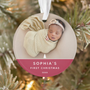 Moderne 2-Foto-Acrylnadel für das erste Weihnachte Ornament