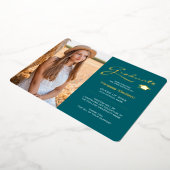 Moderne 2 Foto Aquamarine White & Gold Foil Grad C Folieneinladung (Gedreht)
