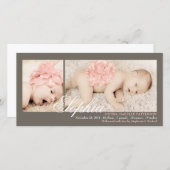 Moderne 2-Foto Baby Girl Geburtsankündigung Ankündigung (Vorne/Hinten)