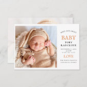 Moderne 2-Foto Babyname & Geburtsstunde Ankündigung (Vorne/Hinten)