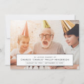 Moderne 2-Foto Black Handwriting Script Funeral Dankeskarte (Rückseite)