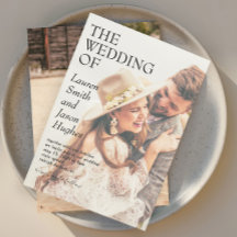 Moderne 2 Foto Black & White Boho Hochzeit