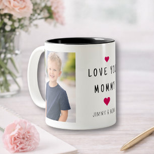 Moderne 2 Foto-Collage Liebe Mama Zweifarbige Tasse