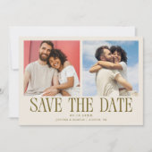 Moderne 2-Foto-Cream-Hochzeit Save The Date (Vorderseite)