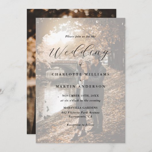 Moderne 2-Foto-Elegante Script-Hochzeit Einladung (Vorne/Hinten)