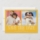 Moderne 2-Foto-Gelbe Hochzeit Save The Date (Vorderseite)