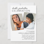 Moderne 2-Foto-Gemeinsame Graduierungspartei Einladung (Vorderseite)