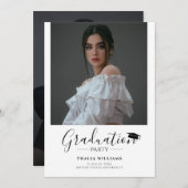 Moderne 2-Foto-Graduierungsparty Einladung (Vorne/Hinten)