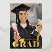 Moderne 2-Foto-Graduierungsparty Folieneinladung (Vorderseite)