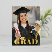 Moderne 2-Foto-Graduierungsparty Folieneinladung (Stehend vorne)