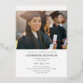 Moderne 2-Foto-Graduierungsparty Folieneinladung (Rückseite)