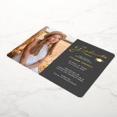 Moderne 2 Foto Grau White & Gold Foil Grad Card Folieneinladung (Gedreht)