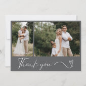 Moderne 2-Foto Hochzeit Dankeschön Karte (Vorderseite)