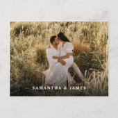 Moderne 2-Foto Hochzeit Einladungspostkarte (Rückseite)