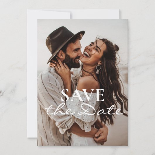 Moderne 2-Foto Hochzeit retten Termine Save The Date (Vorderseite)