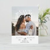 Moderne 2-Foto Hochzeit retten Termine Save The Date (Stehend Vorderseite)