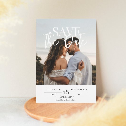 Moderne 2-Foto Hochzeit retten Termine Save The Date