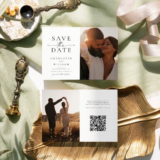 Moderne 2-Foto Hochzeit Save The Date