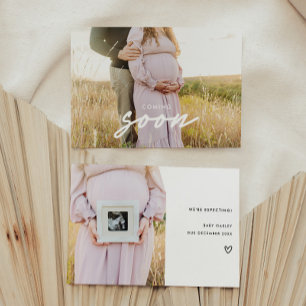 Moderne 2-Foto-Kindergartenschwangerschaft Ankündigung