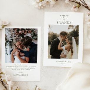 Moderne 2 Foto Liebe & Dankeschön Schrift Hochzeit Dankeskarte