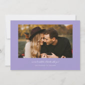 Moderne 2-Foto-Lilal-Hochzeit Save The Date (Rückseite)