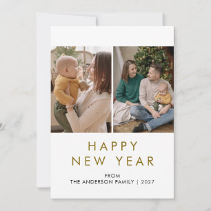 Moderne 2-Foto-Neujahrs-Split-Layout Feiertagskarte