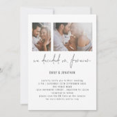 Moderne 2 Foto QR Code Romantische Hochzeit Einladung (Vorderseite)