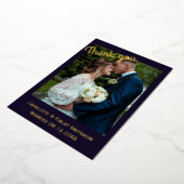 Moderne 2 Foto Rose Folie Hochzeit danke Karte (Gedreht)