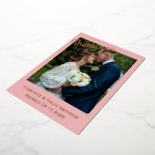 Moderne 2 Foto Rose Folie Hochzeit danke Karte (Gedreht)