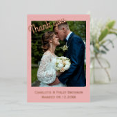 Moderne 2 Foto Rose Folie Hochzeit danke Karte (Stehend vorne)
