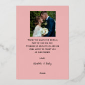 Moderne 2 Foto Rose Folie Hochzeit danke Karte (Rückseite)