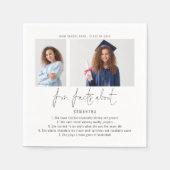 Moderne 2-Foto Script Fun Facts Graduation Party Serviette (Vorderseite)