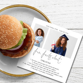 Moderne 2-Foto Script Fun Facts Graduation Party Serviette