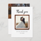 Moderne 2-Foto-Script-Hochzeit Dankeskarte (Vorne/Hinten)