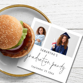 Moderne 2-Foto-Script-Name-Datumspartei Serviette