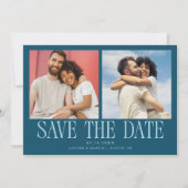Moderne 2-Foto-Türkise Hochzeit Save The Date (Vorderseite)