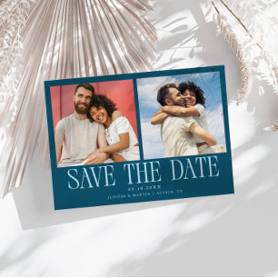 Moderne 2-Foto-Türkise Hochzeit Save The Date