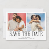 Moderne 2-Foto Weiße Hochzeit Save The Date (Vorderseite)