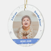 Moderne 2 Fotos Baby Boy First Christmas Opa Keramik Ornament (Links)