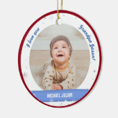 Moderne 2 Fotos Baby Boy First Christmas Opa Keramik Ornament (Links)