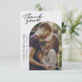 Moderne 2 Fotos Elegante Architektur Hochzeits-Dan Dankeskarte (Stehend Vorderseite)