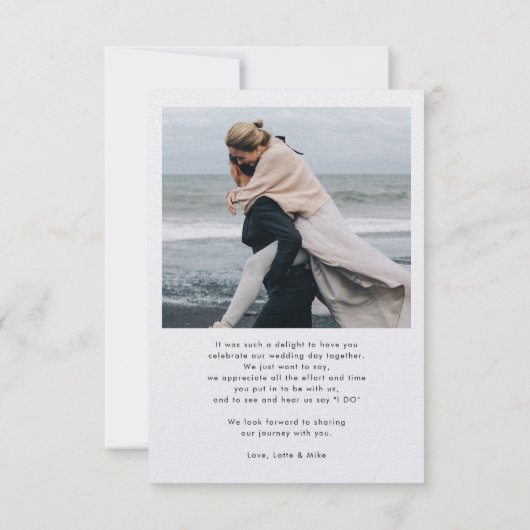 Moderne 2 Fotos Elegante Architektur Hochzeits-Dan Dankeskarte (Rückseite)