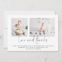 Moderne 2 Fotos Geburtstagszeit Liebe und Dank