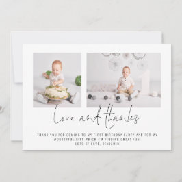 Moderne 2 Fotos Geburtstagszeit Liebe und Dank Karte